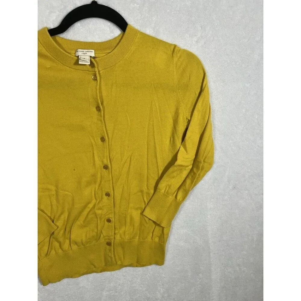 J Crew Clare Cardigan Sweater Cotton Small Ivory Pearl Buttons